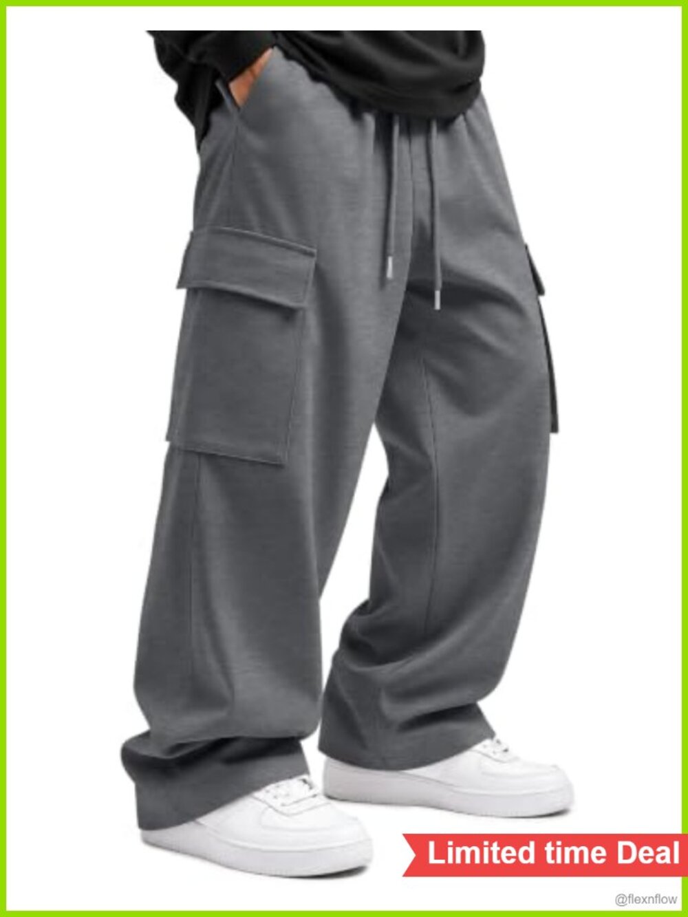 Men's Big Tall 100% Polyester Cargo Sweatpants Relaxed Fit